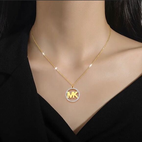 MK Gold Plated Designer Necklace - Picture 1 of 10